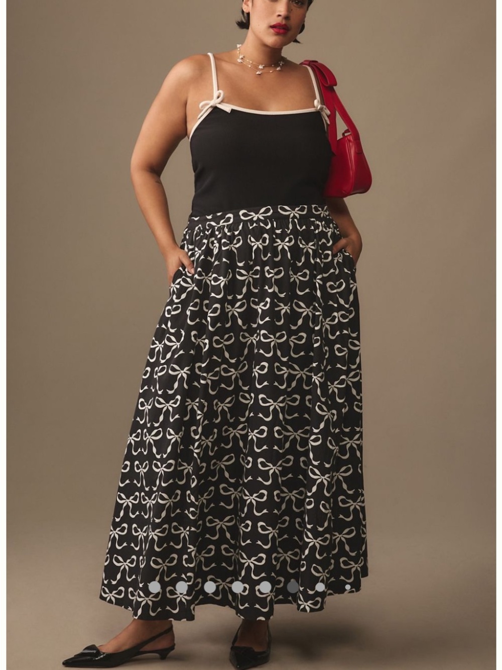 Anthropologie Maeve Maxi Skirt with Bow Print 1X EUC